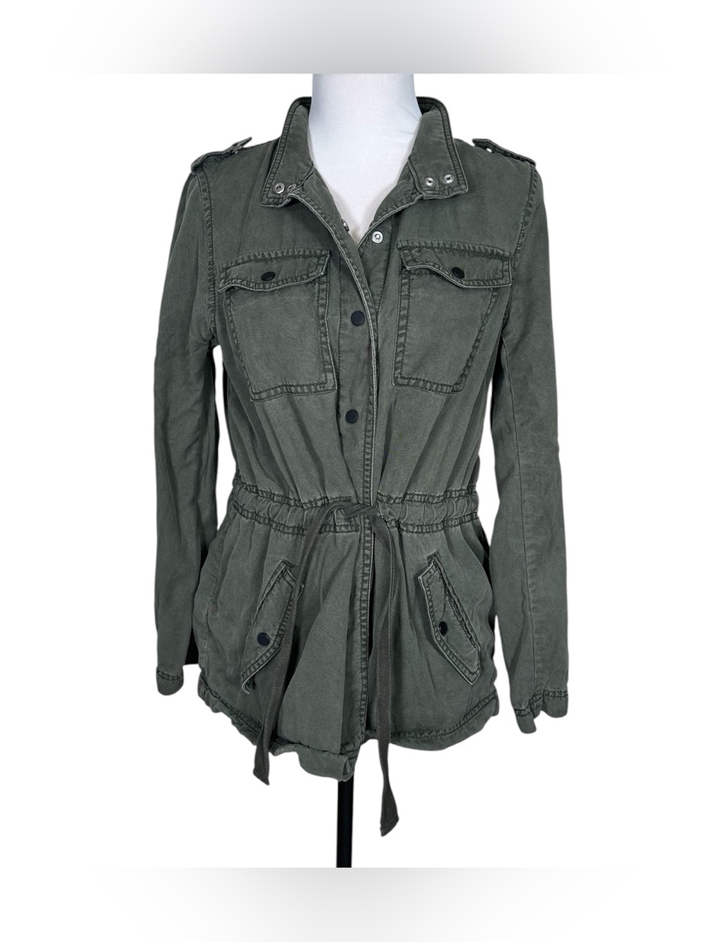 LOFT Petite Olive Utility Field Jacket MP Lyocell Military Gorpcore